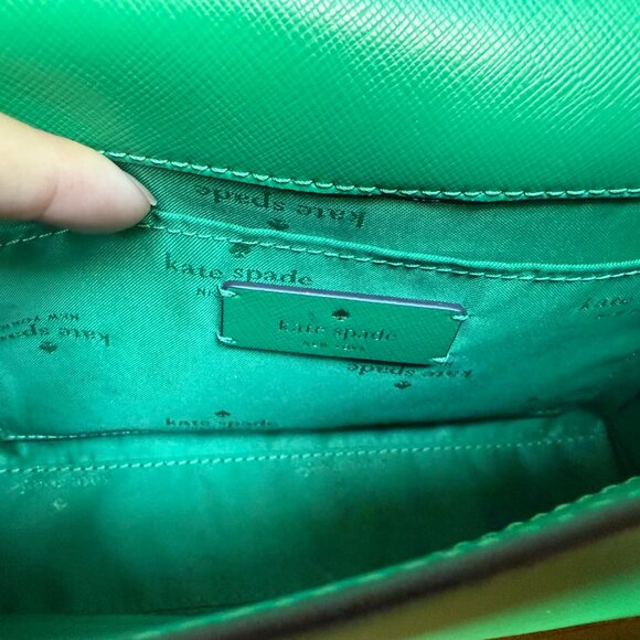Kate Spade Green Leather Crossbody Bag with Gold Chain - Picture 8 of 11